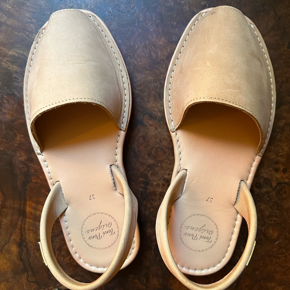 Tan Menorca Abarca Leather Slingback Sandals